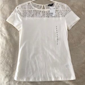 H&M size S white tee w/ Lace